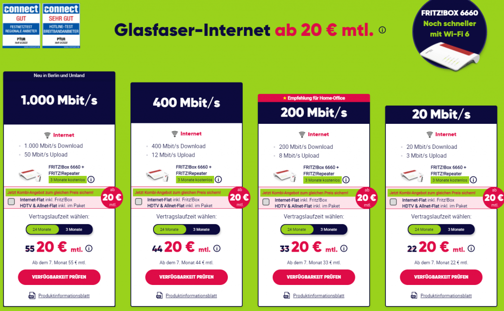 Pyur Tarife für Internet