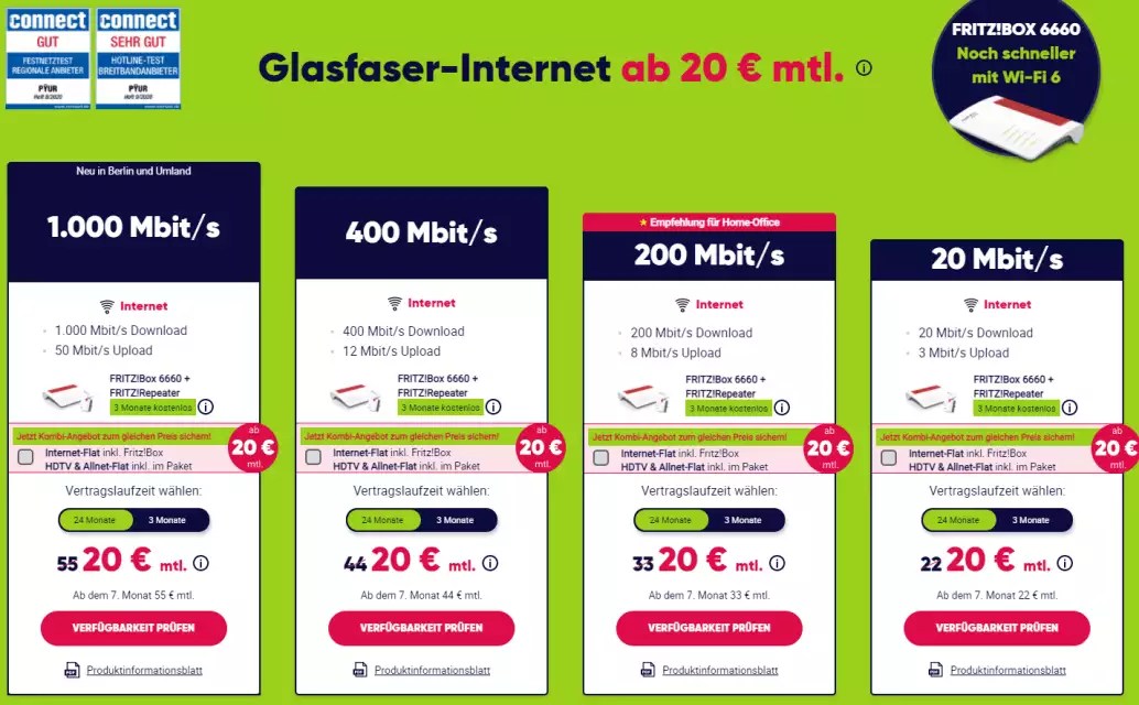 Pyur Tarife für Internet